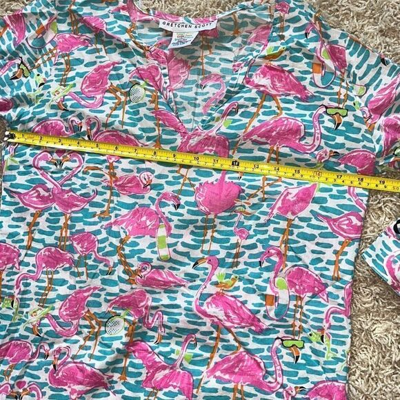 Gretchen Scott Cotton Gauze Tunic Beach Cover Up Pink Flamingos Small S EUC - Picture 5 of 15